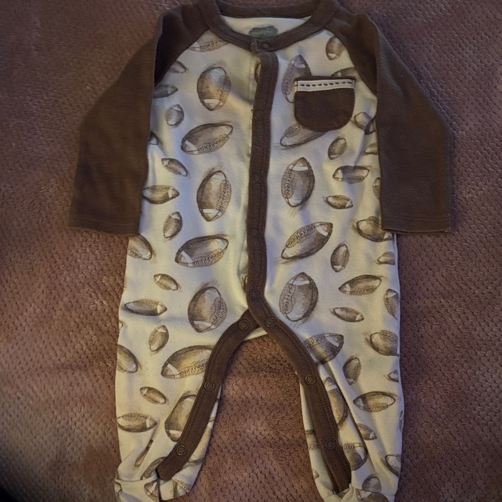 3-6 months , mud pie , Brown Football Print Kids One Piece